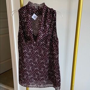 CAbi Burgundy Patterned Sheer Blouse
